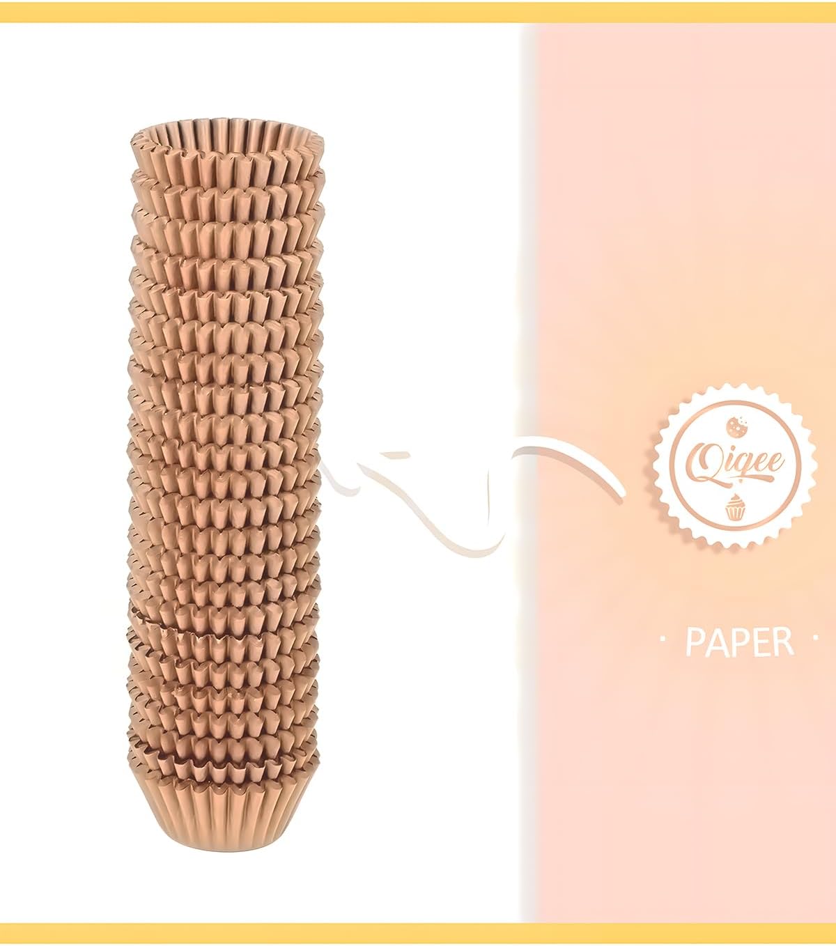 Qiqee Mini Cupcake Liners - 1000 Count Natural Food Grade Baking Cups | Odor-Free Small Size