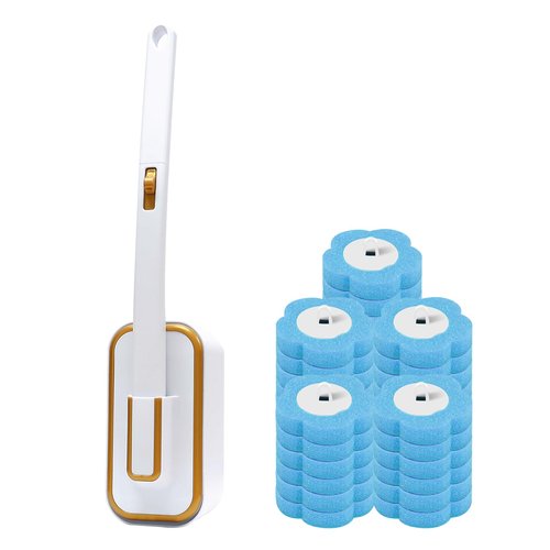 SOPAMI Disposable Toilet Brush System with Holder & 30 Refill Heads, Toilet Wand Kit for Easy and Hygienic Cleaning, No-Mess Toilet Bowl Cleaner with Storage Caddy, Wall Mounted for Bathroom, RV, Tub