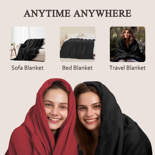 LaSyL Fleece Blanket - Soft Cozy Plush Twin Size 60"x80" Black | Lightweight Anti-Static Microfiber