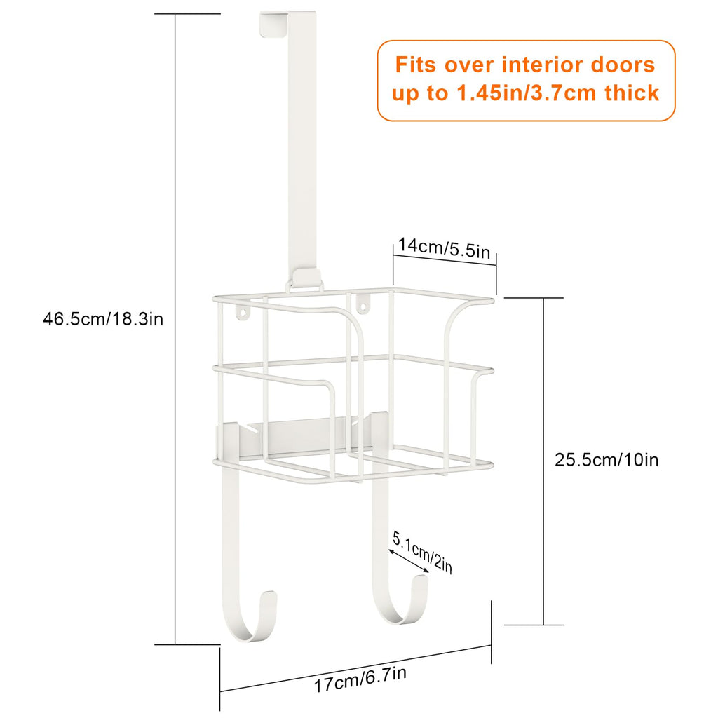 ORLESS Over The Door/Wall Mount Ironing Board Hanger, Laundry Room Iron and Ironing Board Caddy Storage Holder (White)