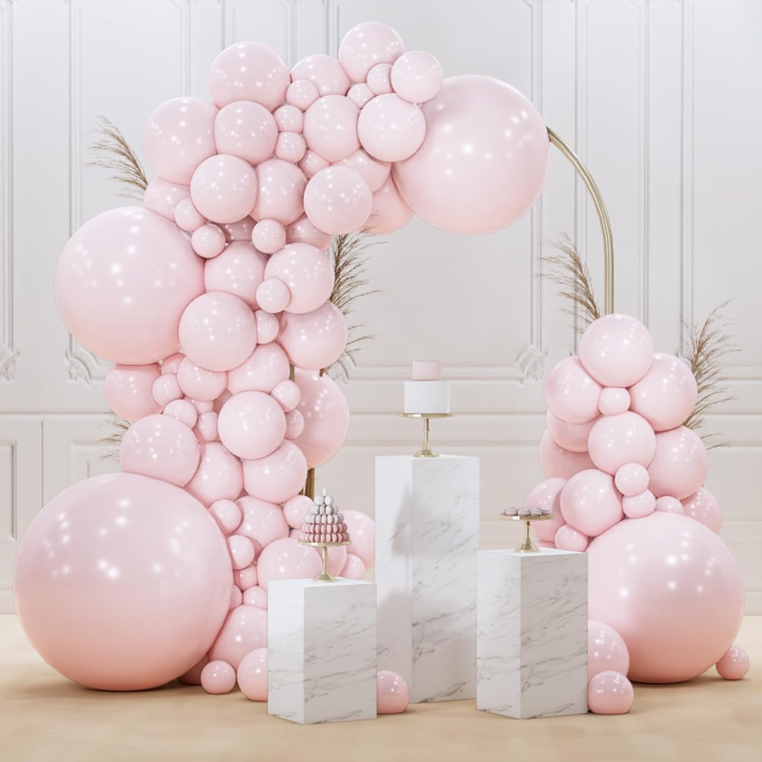 PartyWoo Pale Pink Balloon Arch Kit - 100pcs in Various Sizes for Birthday, Engagement, Baby Shower Decor