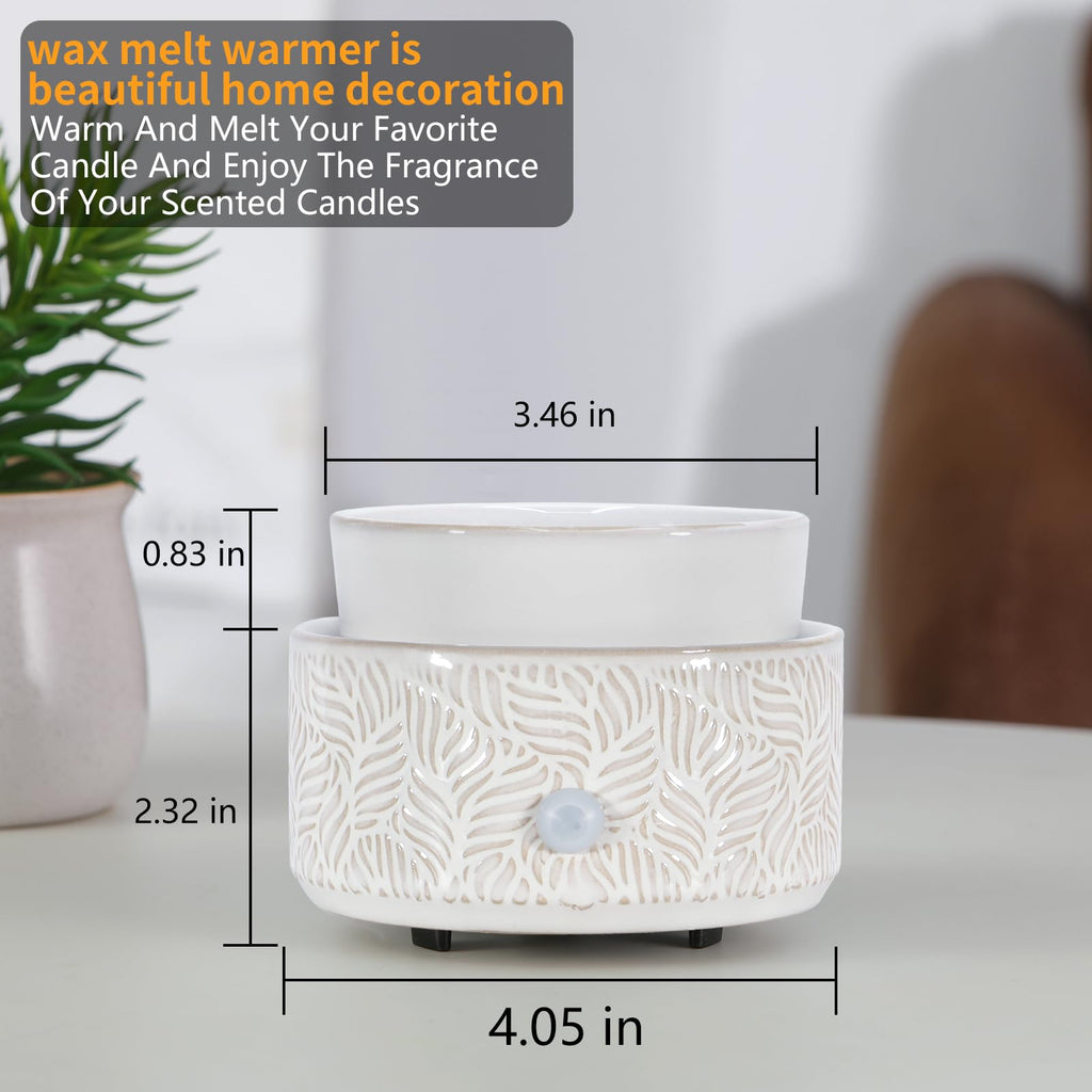 copinpin Electric Wax Melt Warmer 4-in-1 Candle Warmer for Scented Wax Melter Cute Ceramic Fragrance Wax Burner for Home Office Bedroom Deco Gift for Women White