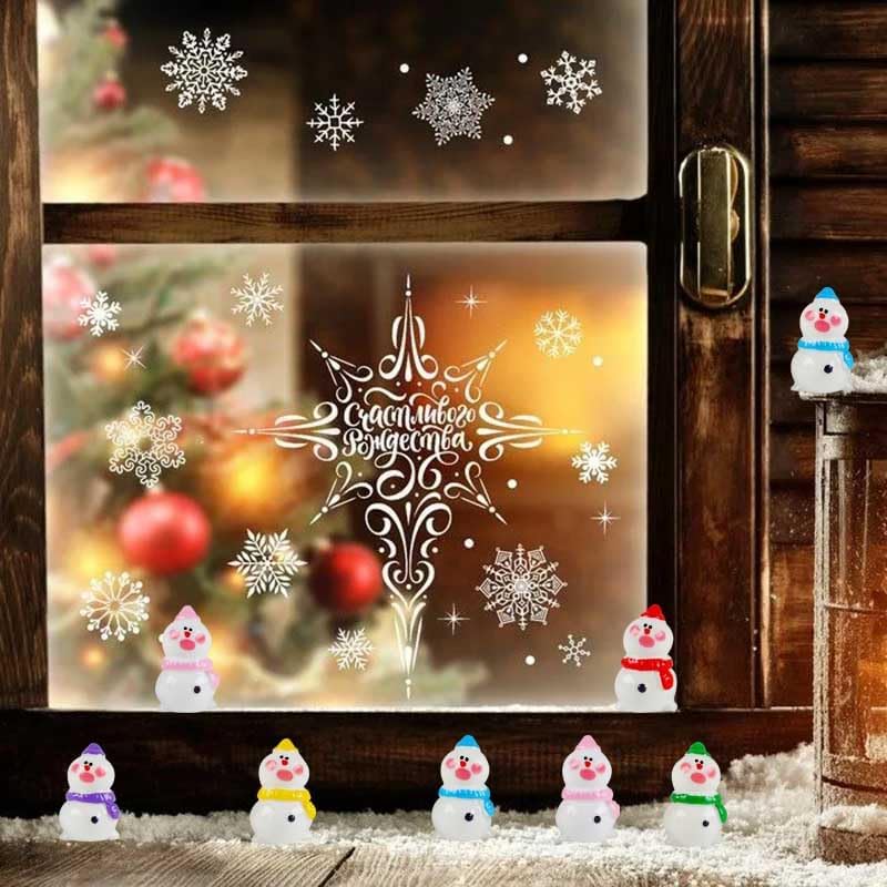Skiennix Mini Snowman Figurines - 48pcs Christmas Resin Decorations with Top Hats for DIY Crafts & Party Decor