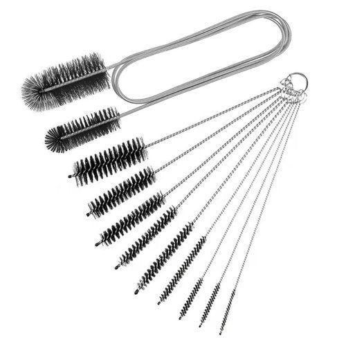 10PCS Flexible Drain Brush Straw Cleaner Brush Set,Pipe Cleaners Brush,61Inch Stainless Steel Double-Ended Hose Brush 8.2Inch Nylon Long CPAP Tube Cleaning Brush for Home Kitchen Sink Plumbing