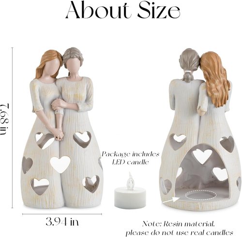 Candeldo Candle Holder for Mom - Unique Sentimental Gift from Daughter | Tealight Figurine Decor