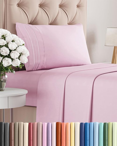 Hotel Luxury Twin Size 3-Piece Sheet Set by [Brand Name] - Comfy, Breathable & Cooling - Deep Pockets, Soft & Wrinkle-Free - Light Pink