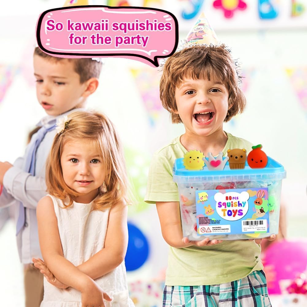 Skiennix Kawaii Squishies | 80Pcs Bulk Fidget Sensory Toys for Kids 4-8 | Perfect Birthday & Easter Gifts