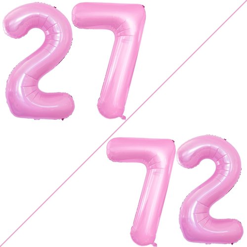 GOER 27th Birthday Balloons - 42 Inch Jumbo Foil Helium Balloons in Light Pink for Party Decorations
