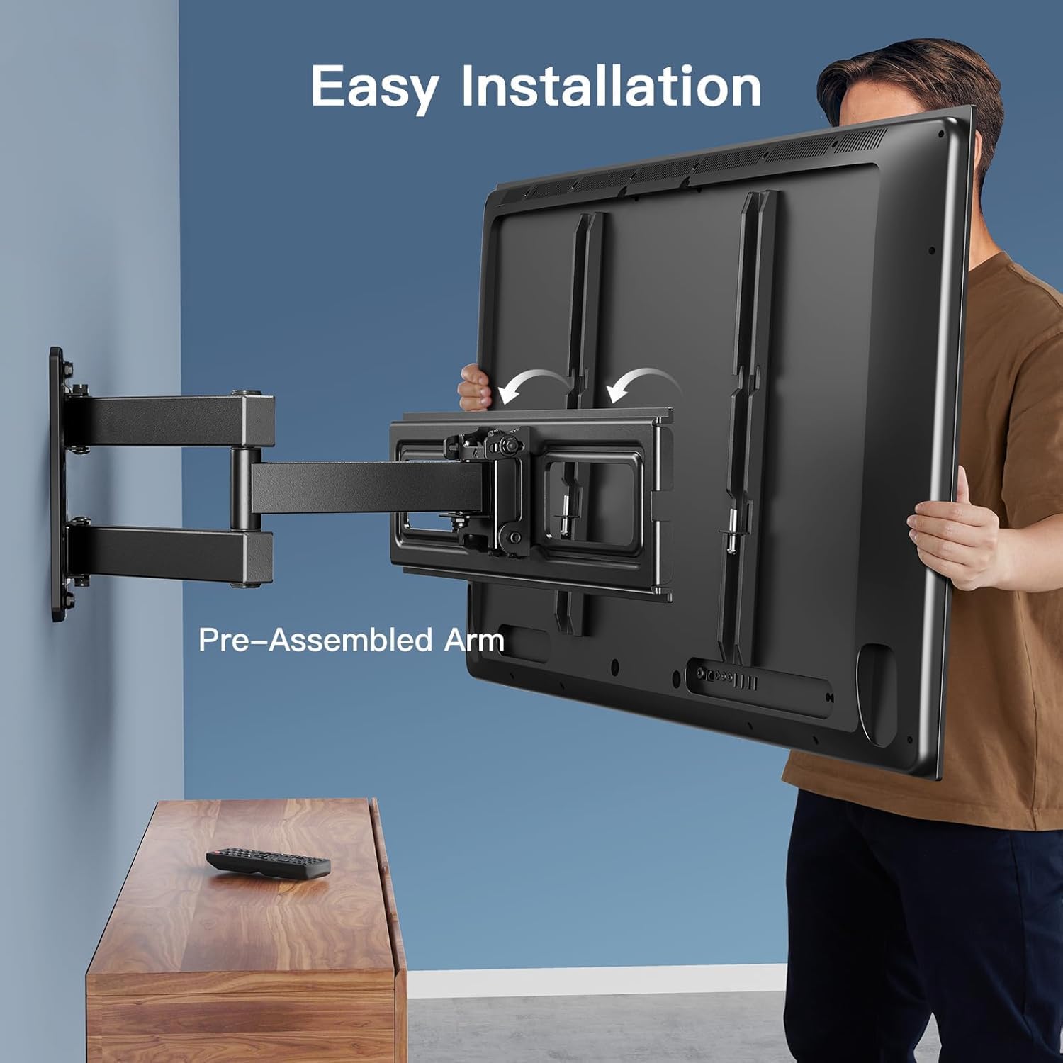 Perlesmith Corner TV Wall Mount - Full Motion Bracket for 26-65 Inch TVs | Swivel, Tilt, Level, Max VESA 400x400mm