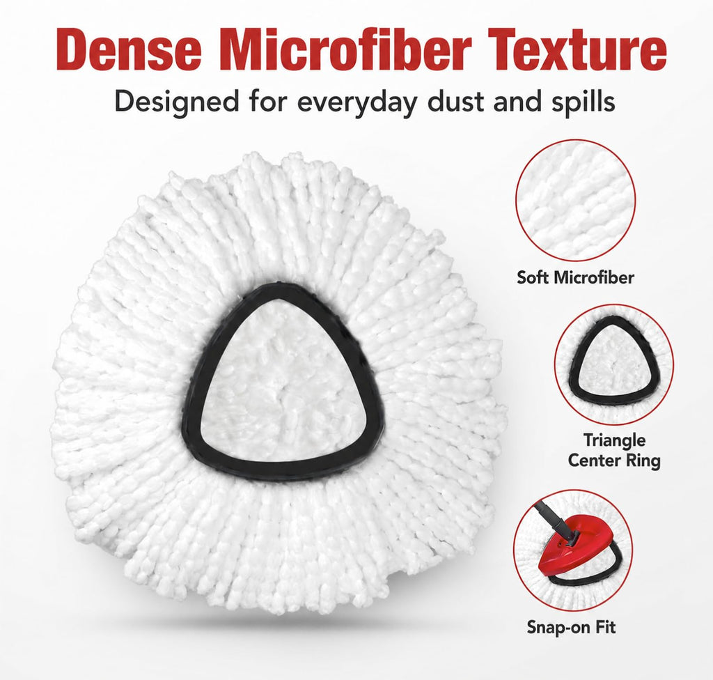 6 Pack Microfiber Spin Mop Replacement Heads Compatible with O-Cedar Triangle Spin Mop, Washable Reusable Mop Refills, Highly Absorbent Replacement Mop Heads for Hardwood, Vinyl & Laminate Floors