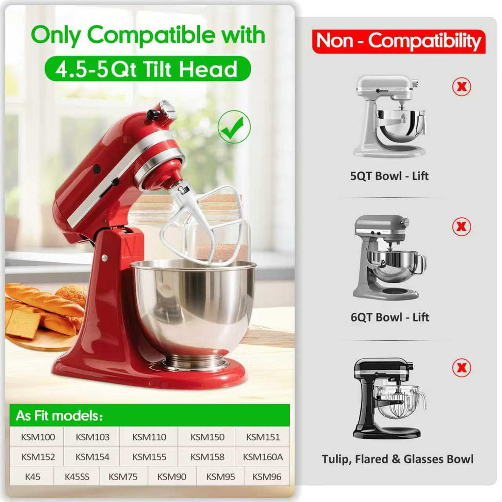 Coated Flat Beater Replacement for KitchenAid 4.5-5 Qt Tilt-Head Stand Mixer, Durable Paddle Attachment for Efficient Mixing & Easy Cleanup,Replacement K45B
