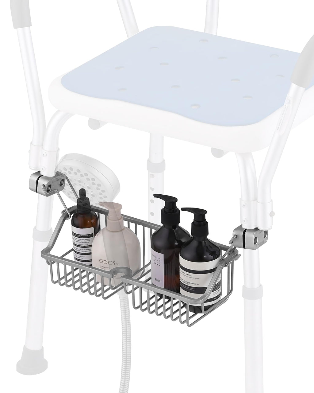 OrgCreator Rustproof Hanging Shower Caddy for Shower Chair, Stainless Steel Bathroom Basket for Bath Chair Bench,Showers Caddy Chair, Shampoo Bottle Holder for Elderly, Pregnant, Handicap, Patient