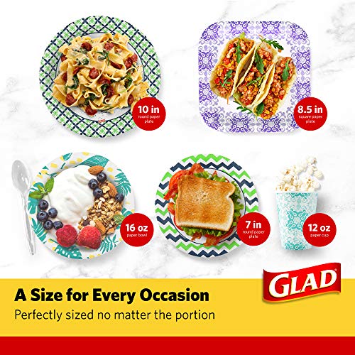 Glad 16 Oz Blue Mosaic Disposable Paper Bowls - 50 Count