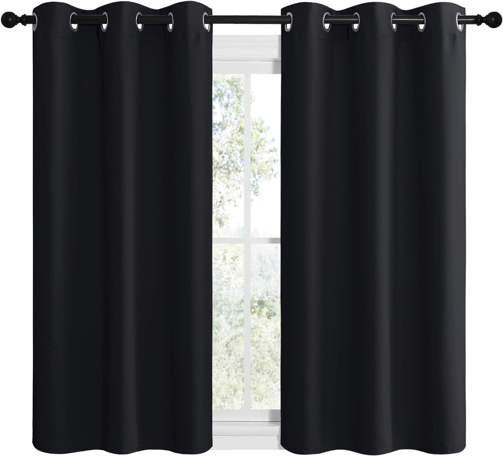 NICETOWN Blackout Curtains - Thermal Insulated Grommet Drapes for Autumn/Winter | Set of 2, 42"x50", Black