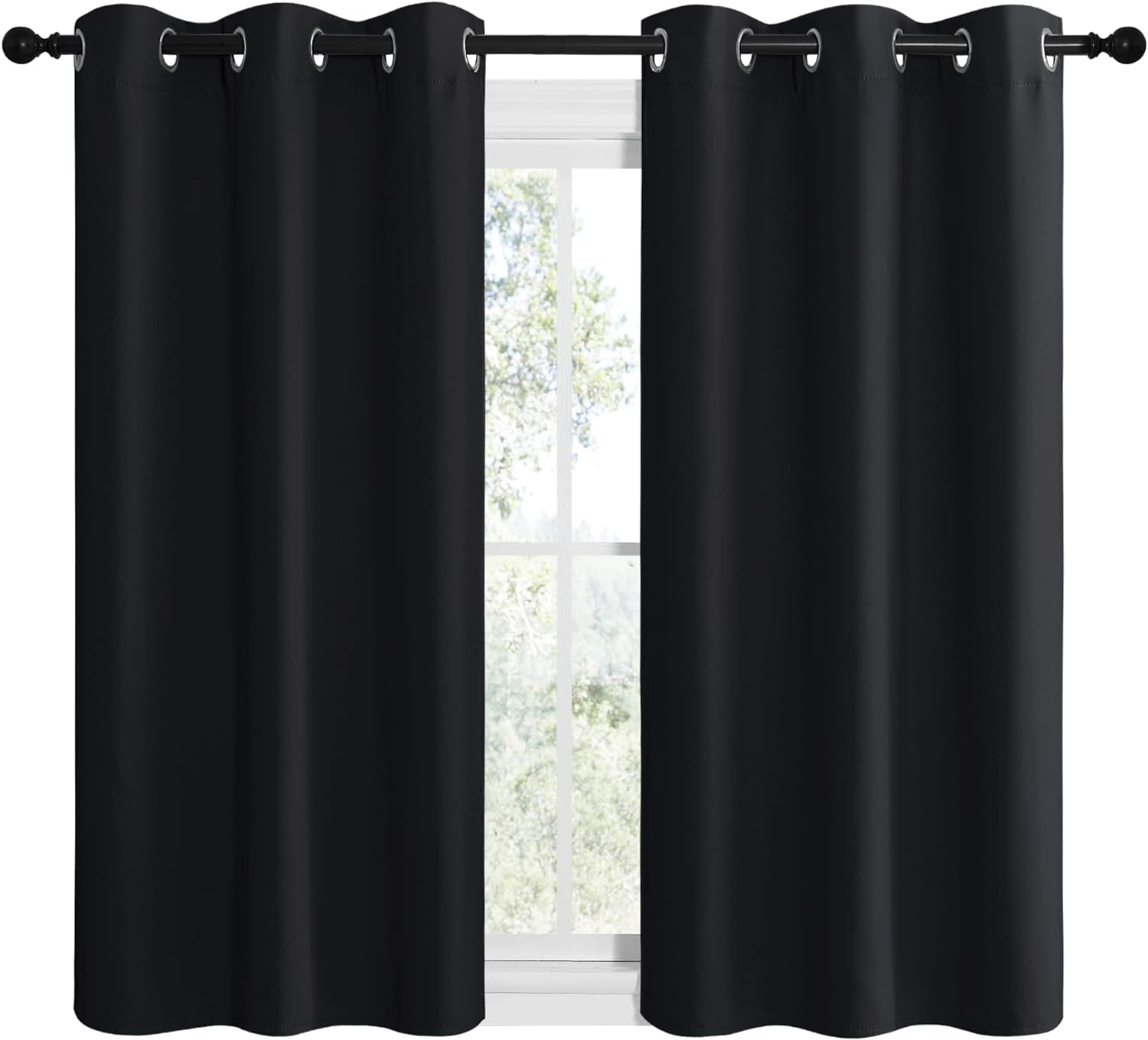 NICETOWN Blackout Curtains - Thermal Insulated Grommet Drapes for Autumn/Winter | Set of 2, 42"x50", Black
