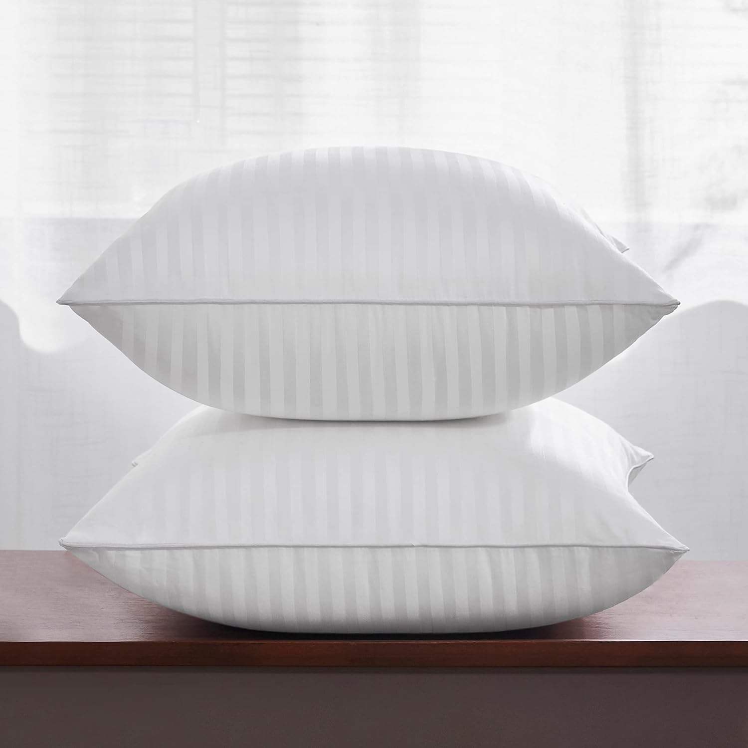 Oubonun Throw Pillow Inserts - Firm & Fluffy Decorative Cushions for Couch & Bed | 18x18 Inches, White, Pack of 2