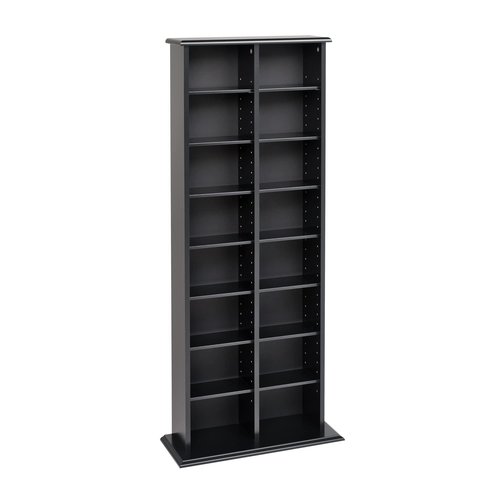 Prepac 2 Column Tall Cabinet Media, Double Multimedia Storage Tower, Black