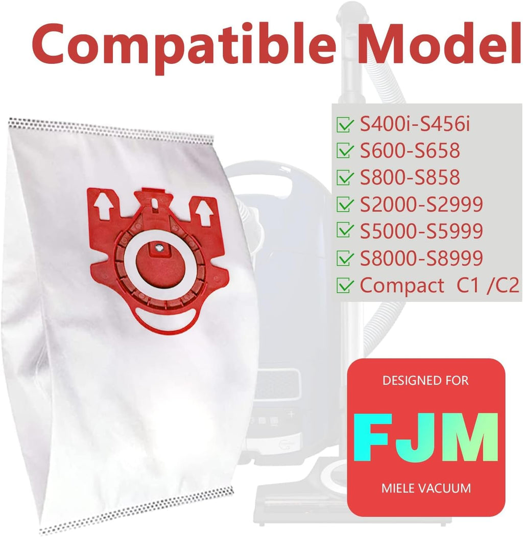 Miele 3D Airclean Dust Bags - Replacement for FJM Vacuum Series | Pack of 10 with Filters
