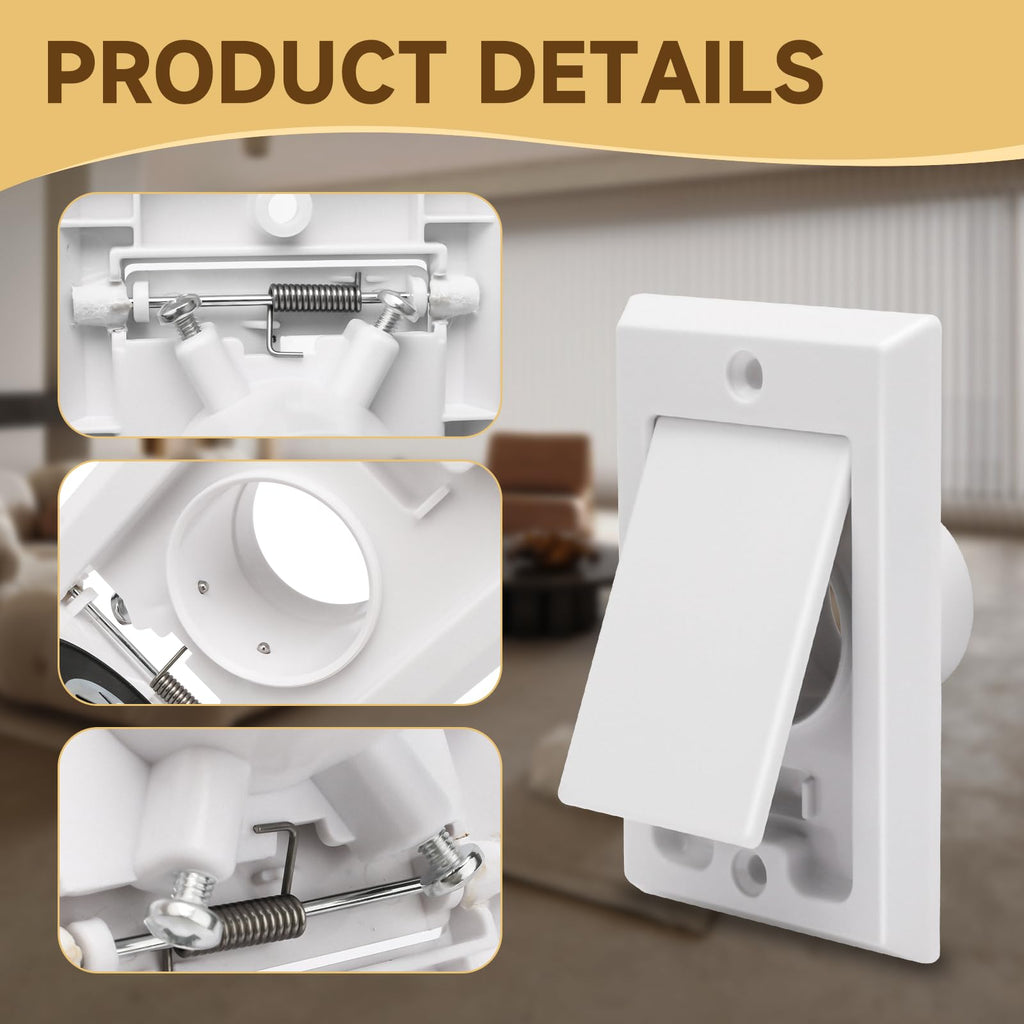 ANTOBLE Central Vacuum Square Door Inlet Wall Valve Plate Central Vacuum Wall Plate Replacement Parts for Nutone Beam VacuFlow Electrolux Central Vac System (2 Pack, No Electric Connector)