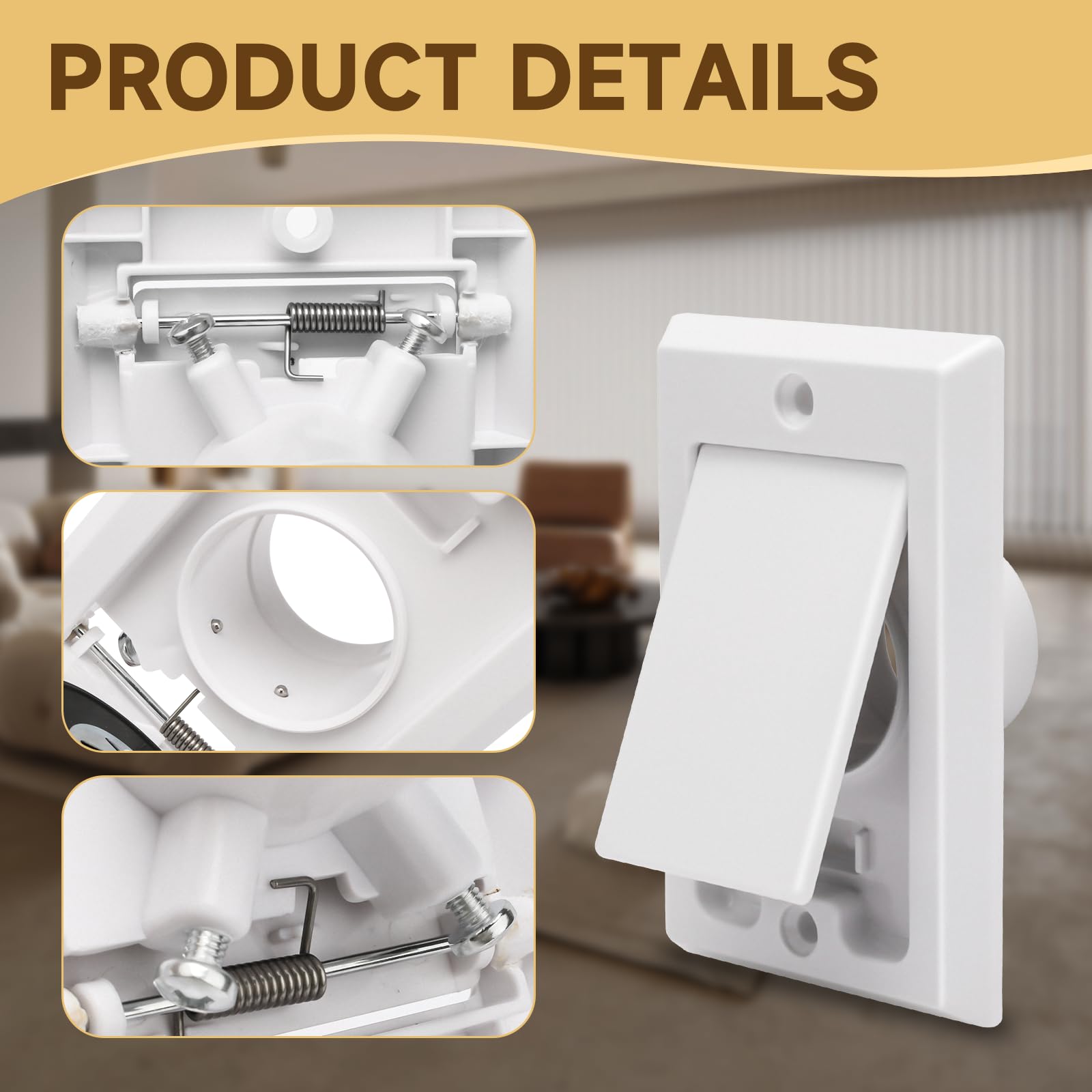 ANTOBLE Central Vacuum Square Door Inlet Wall Valve Plate Central Vacuum Wall Plate Replacement Parts for Nutone Beam VacuFlow Electrolux Central Vac System (2 Pack, No Electric Connector)