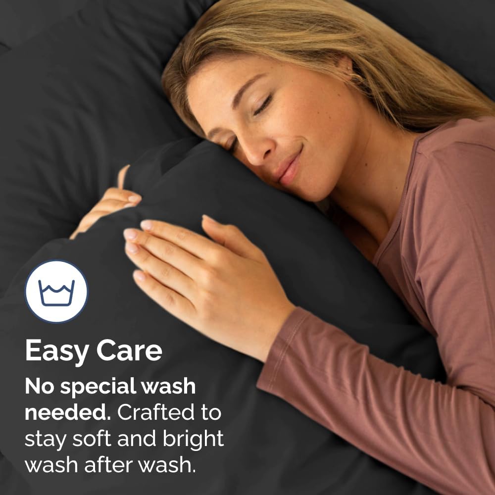 Skiennix Standard Pillow Cases Set of 4 - Ultra Soft Hotel Quality Covers - Machine Washable Black
