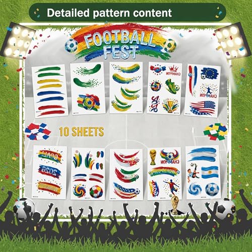 2026 World Soccer Cup Temporary Tattoos Waterproof Sports Fan Merch