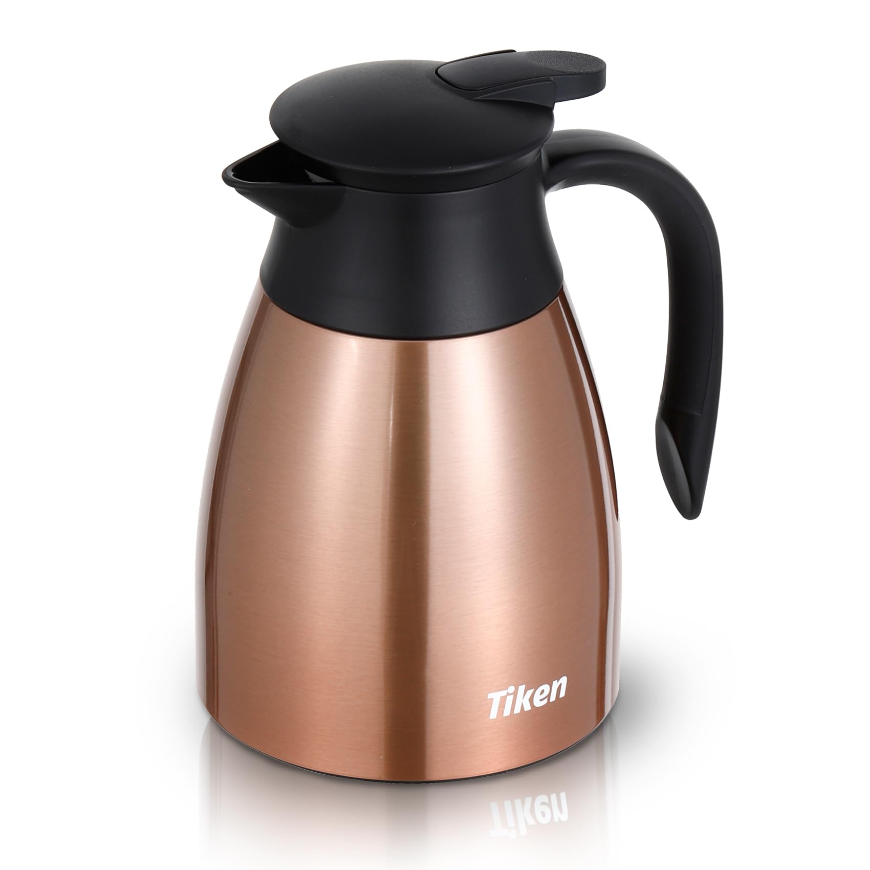 Tiken 34 Oz Thermal Coffee Carafe, Stainless Steel Insulated Vacuum Coffee Carafes For Keeping Hot, 1 Liter Beverage Dispenser (Copper)
