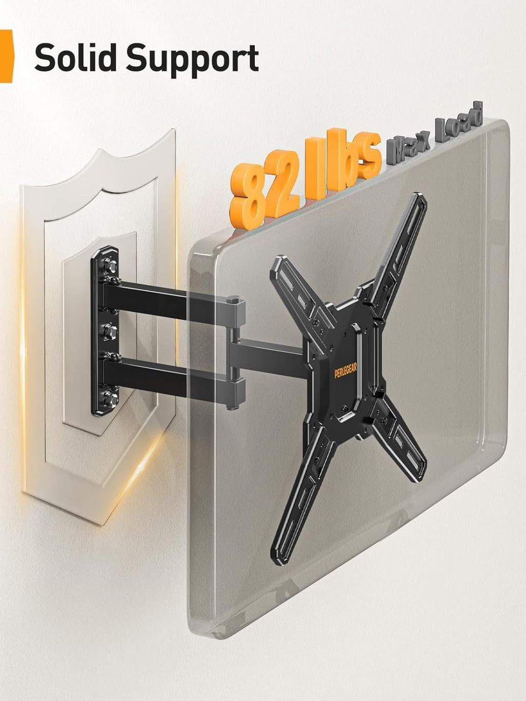 Perlegear Full Motion TV Mount - Articulating Wall Bracket for 26-65 Inch TVs | Tool-Free Tilt & Swivel, Max VESA 400x400mm