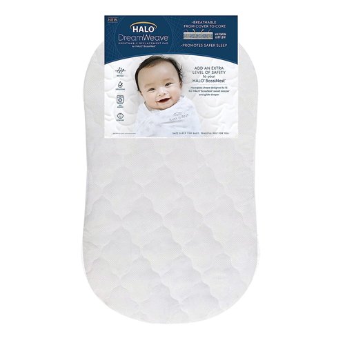 HALO DreamWeave BassiNest Pad - Hypoallergenic, Breathable Mesh with 100% Washable Cover & Core