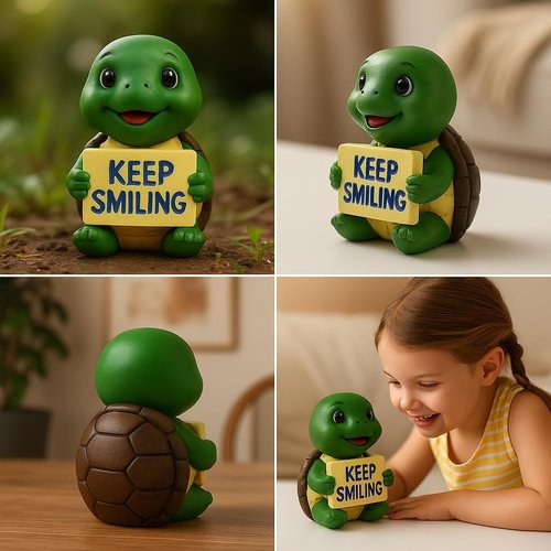 iStatue Resin Turtle Figurine - Cute Hand-Painted Desk Decor | Inspirational Miniature Ornament (Green)