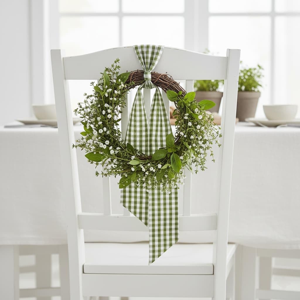 Skiennix 2-Pack Green & White Plaid Wreath Sashes - Versatile Door Decorations for Spring & St. Patrick's Day