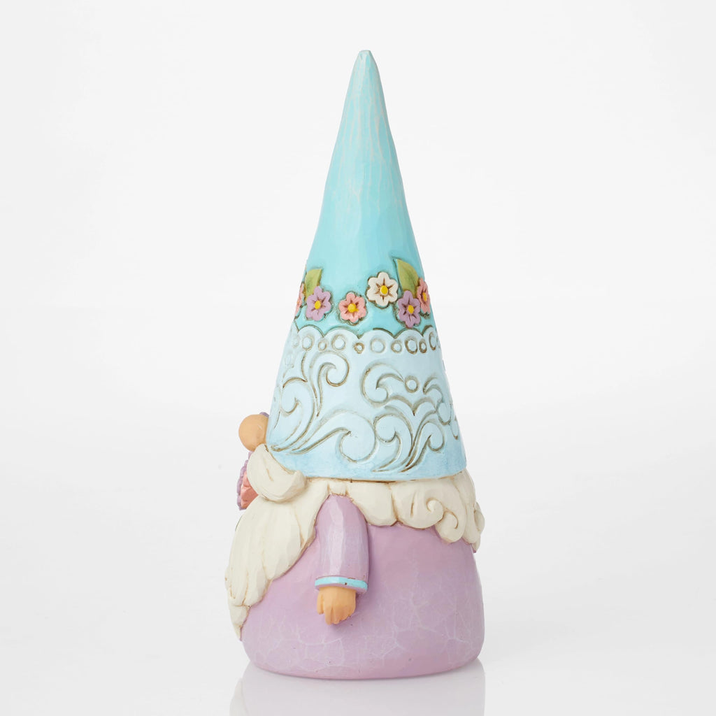Enesco Jim Shore Heartwood Creek Gnome Holding Flowers Figurine- Stone Resin Hand Painted Crafted Collectible Decorative Gnomes Figurines Home Decor Statue, 7 Inch