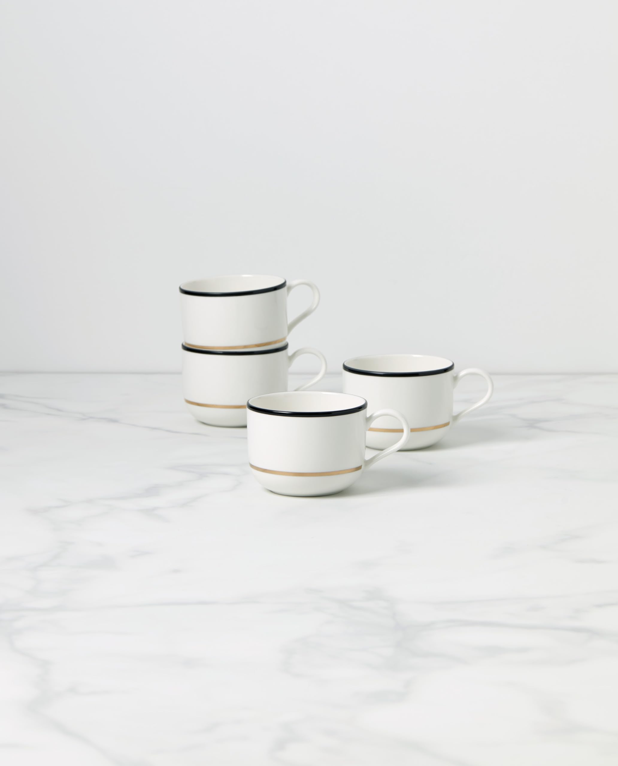 Kate Spade New York Make It Pop Mug, S/4, 3.84, Black/Gold