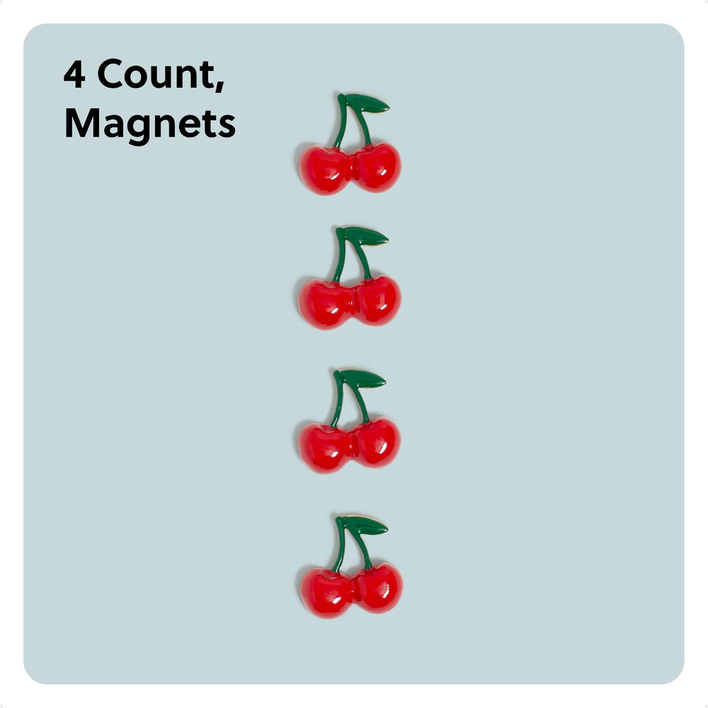 U Brands Red Cherry Locker Magnets, Set of 4, Fun Magnetic Locker Accessories for School, Whiteboard Accessories, Cute Fruit Magnets for Refrigerator