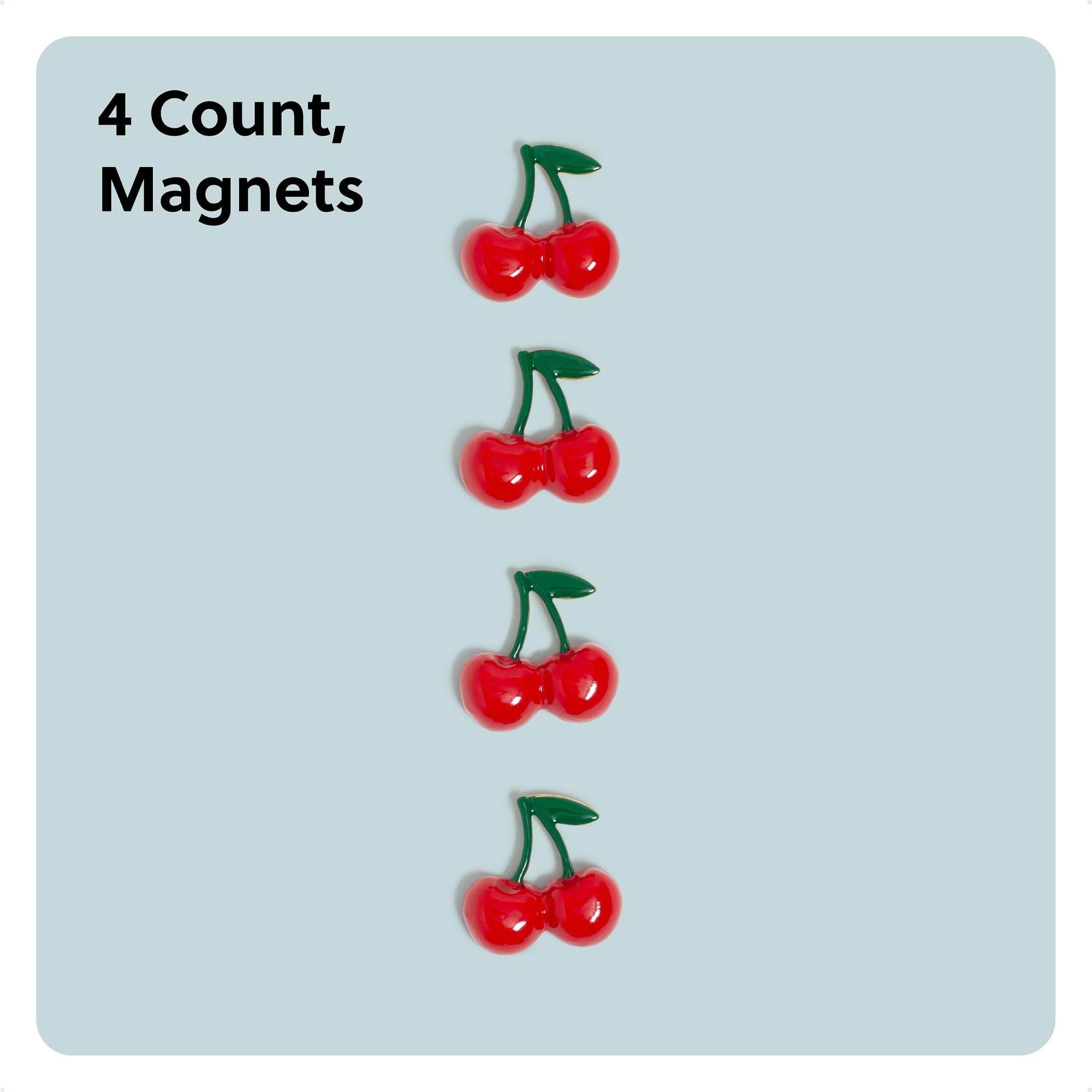 U Brands Red Cherry Locker Magnets, Set of 4, Fun Magnetic Locker Accessories for School, Whiteboard Accessories, Cute Fruit Magnets for Refrigerator