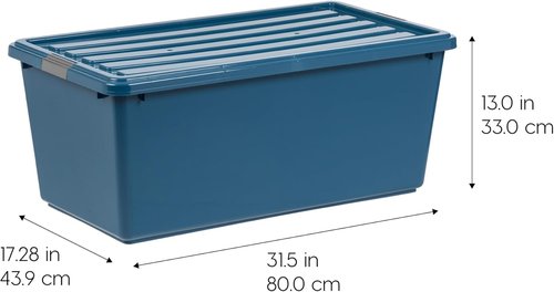 IRIS USA Stackable Plastic Storage Bins - 91 Qt, BPA-Free, Eco-Friendly, Durable, Navy - 4 Pack