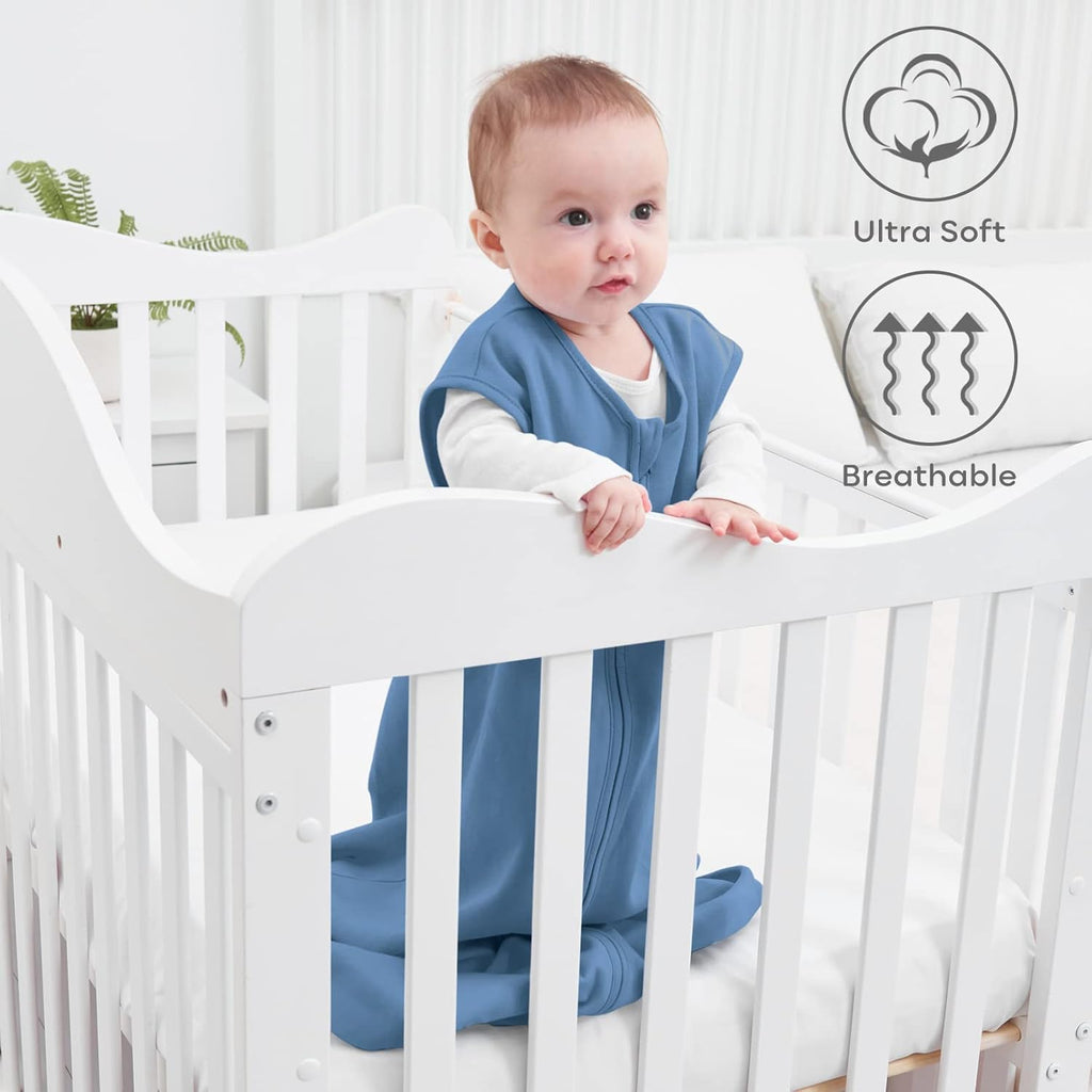 Yoofoss Baby Sleep Sack | 100% Organic Cotton Wearable Blanket for 12-18 Months | 2-Way Zipper, 0.5 TOG, 3 Pack