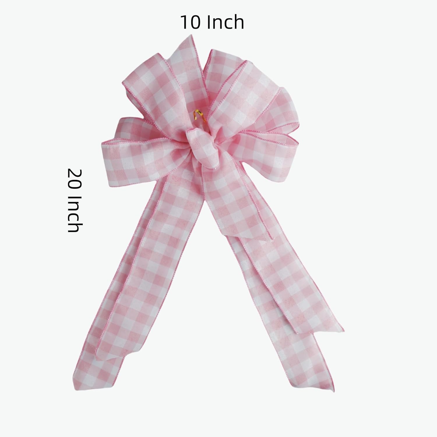 Meseey Large Burlap Bow | Pink and White Plaid Design | 20 x 10 Inch Spring Wreaths & Decorations