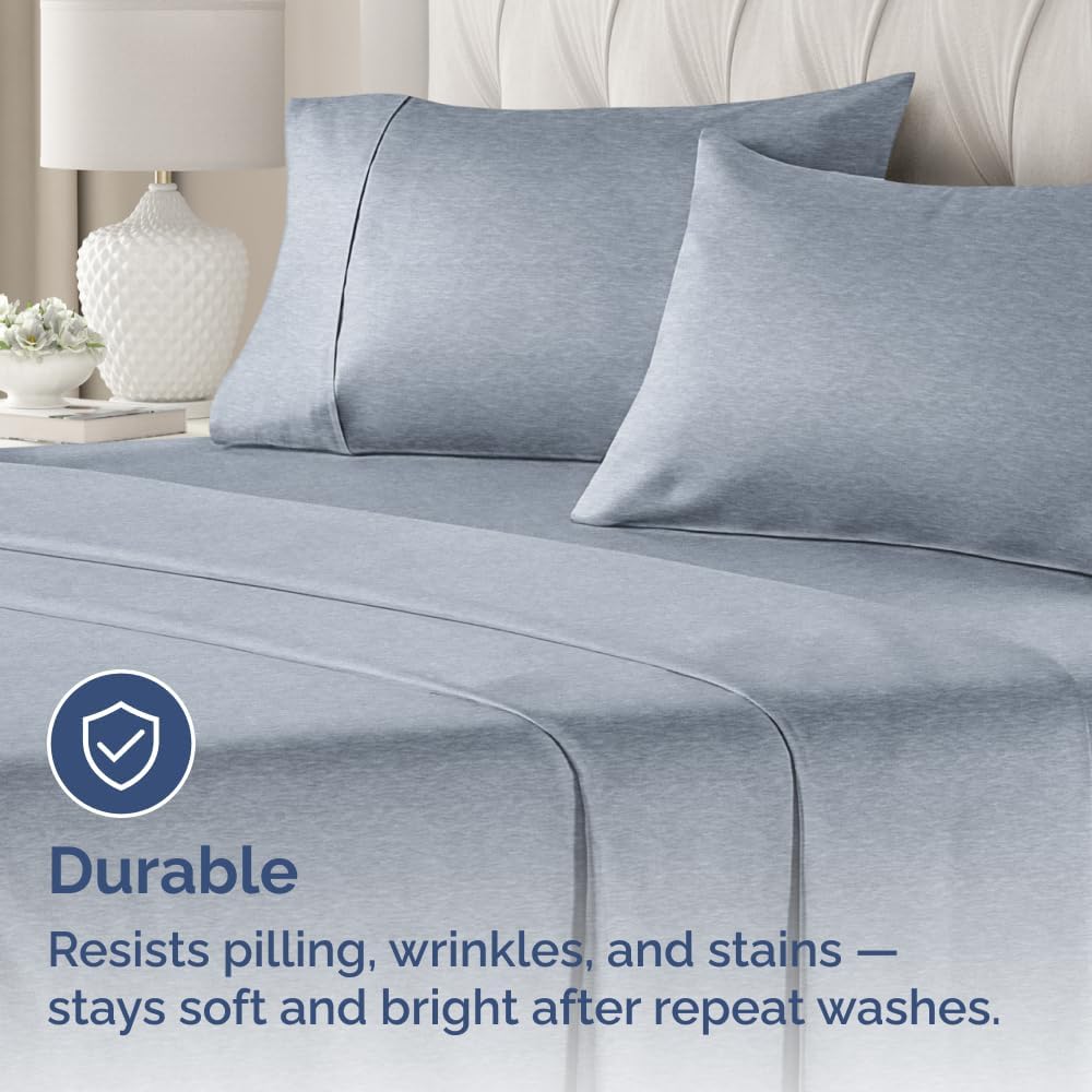 Skiennix Queen Pillow Cases Set of 2 | Ultra Soft Hotel Quality, Wrinkle-Free & Fade Resistant - Heathered Blue