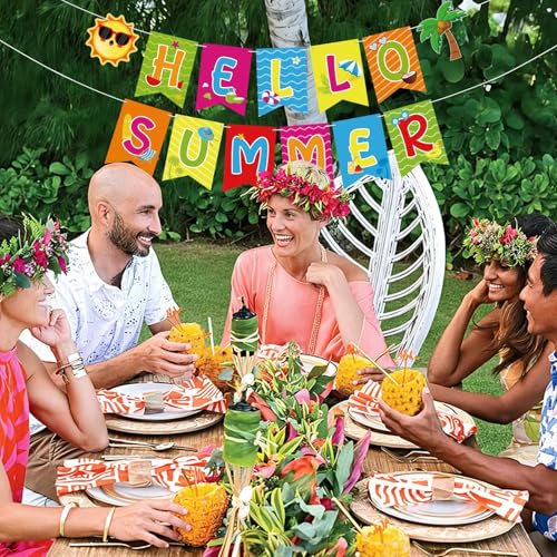 Hello Summer Banner Garland for Pool Party & Home Decor