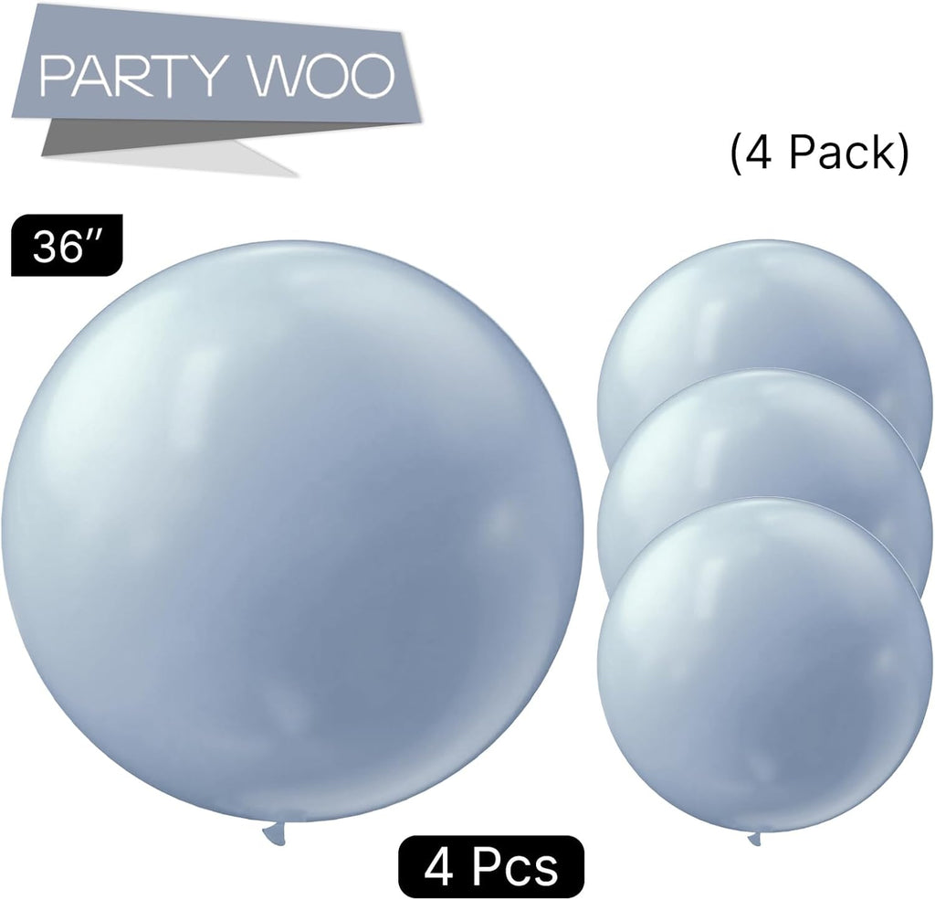 PartyWoo Dusty Blue Balloons - 36 Inch Slate Blue Latex Helium Balloons for Baby Shower & Weddings