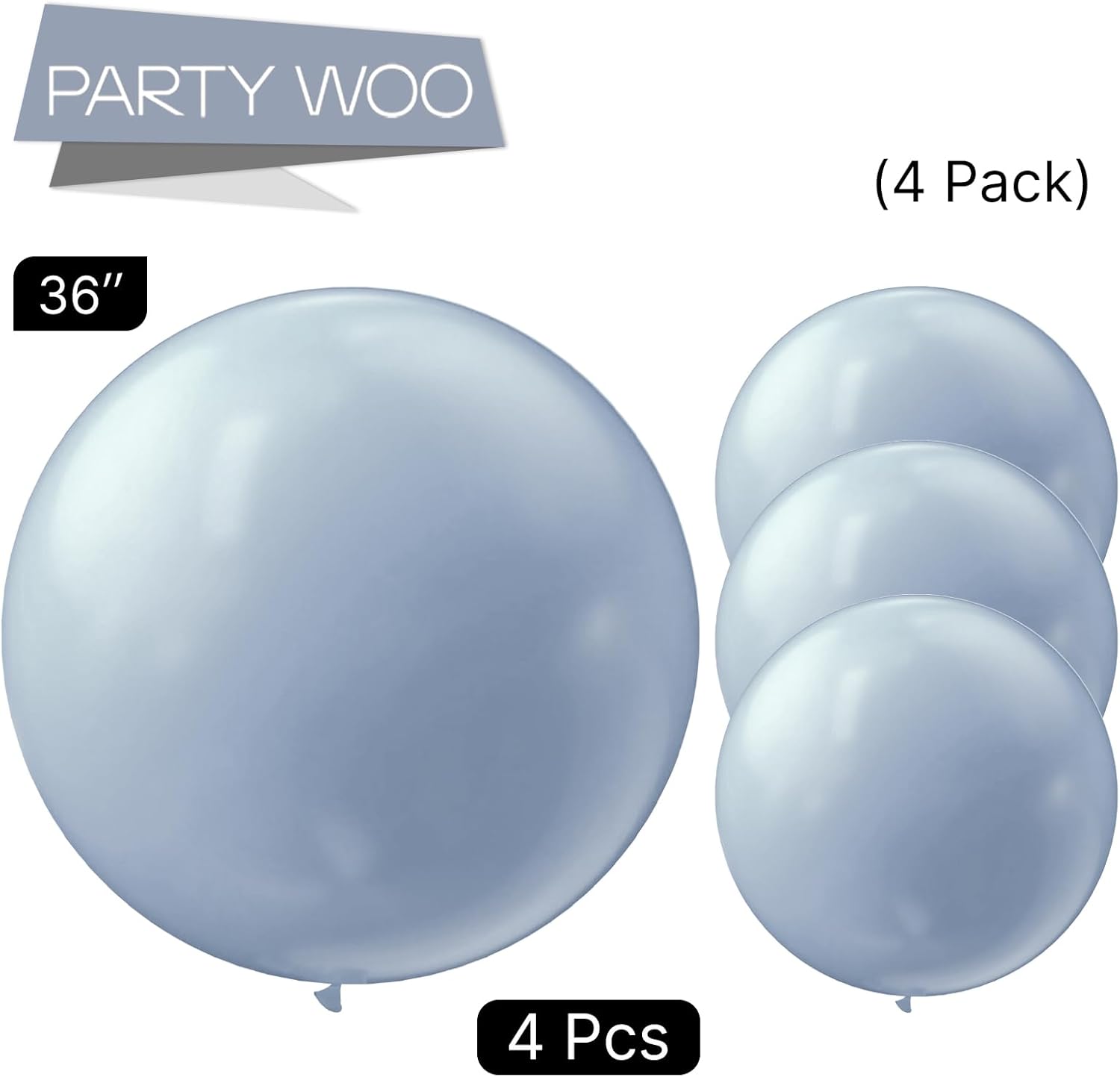 PartyWoo Dusty Blue Balloons - 36 Inch Slate Blue Latex Helium Balloons for Baby Shower & Weddings