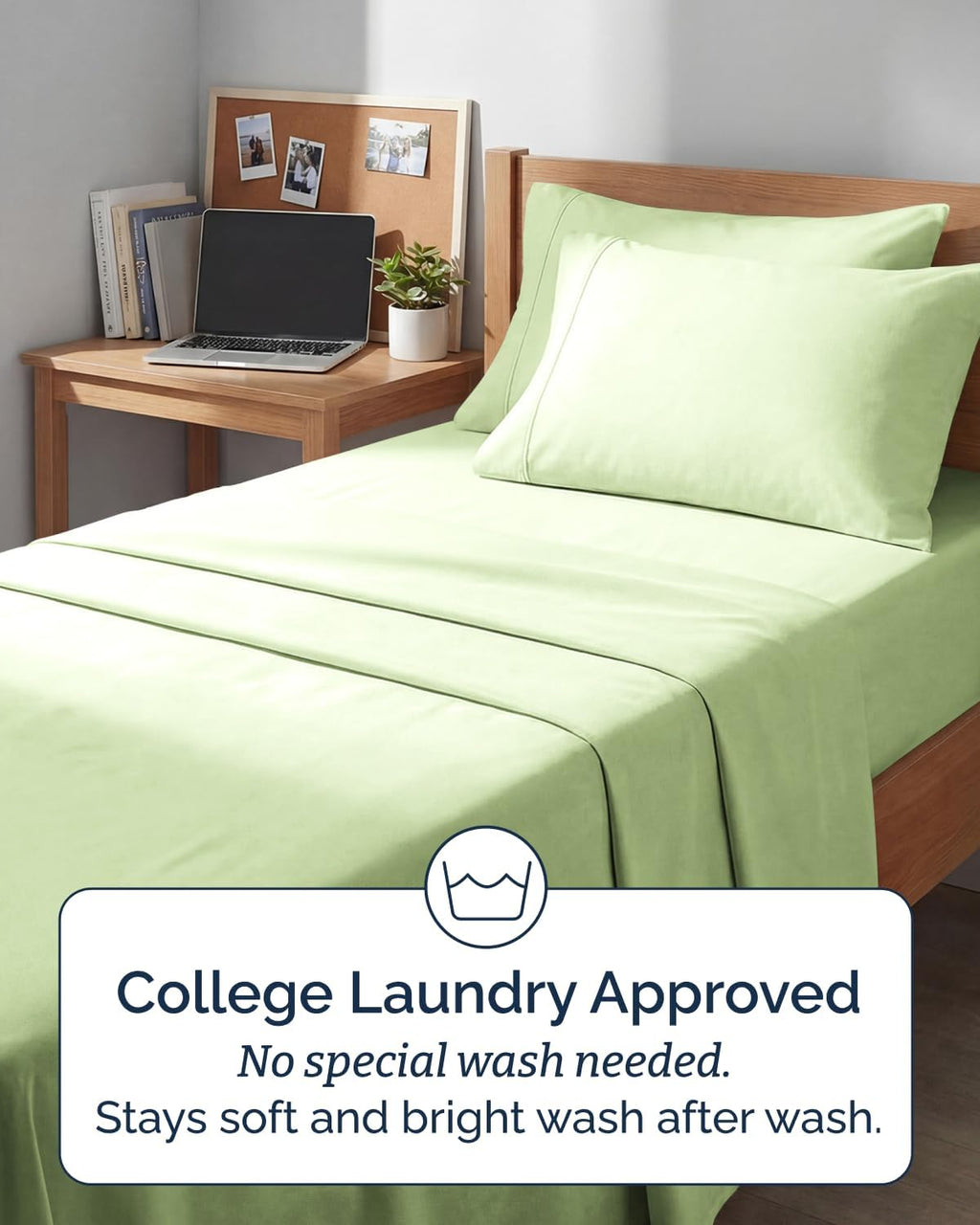 Skiennix Extra Deep Twin XL Sheet Set - 4 Piece Breathable Cooling Bedding - Soft Wrinkle-Free Light Sage