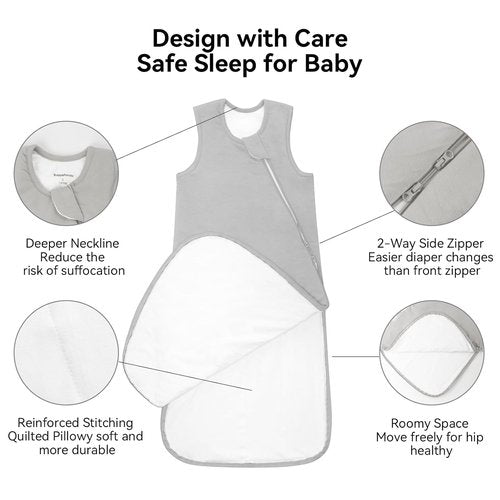 BubblePanda Bamboo Sleep Sack - Soft 2-Way Zipper Toddler Blanket for 18-24 Months (1.0 Tog)