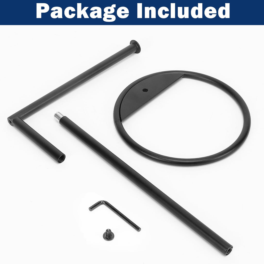 NearMoon Hand Towel Holder Stand, Thicken Metal L Shape Hand Towel Rack, Small Towel Ring, Stable Standing Towel Bar for Bathroom Kitchen Vanity Countertop, 8” L 14” H (Matte Black, 2 Pack)