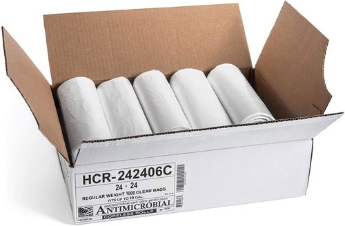 Aluf Plastics High Density Trash Bags - 10 Gallon, 1000 Count, 6 Micron, Clear | Ideal for Office & Industrial Use