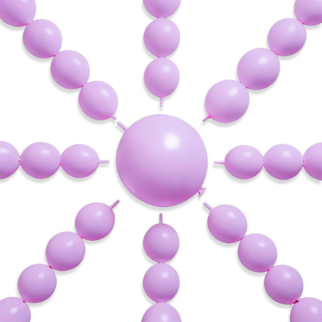 PartyWoo Lavender Linking Balloons - 100pcs 6 Inch Light Pastel Purple for Birthday & Wedding Decor