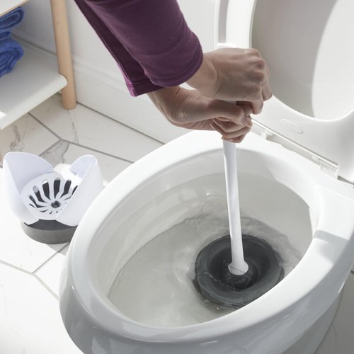 Clorox Toilet Plunger with Hideaway Caddy, Set of 2 – for Bathroom Organization and Storage, Bathroom Accessories, Toilet Unclogger, with Holder, White