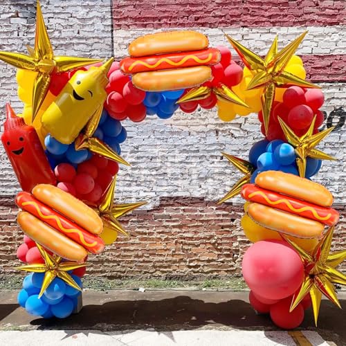 Hot Dog Balloons Set - Fun Foodie Party Decor, A-Orange