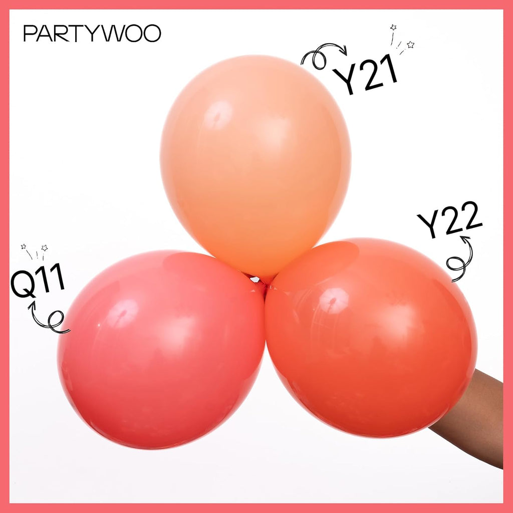 PartyWoo Coral Balloons - 50pcs 12 Inch Pastel Red & Pink Latex Helium Balloons for Celebrations